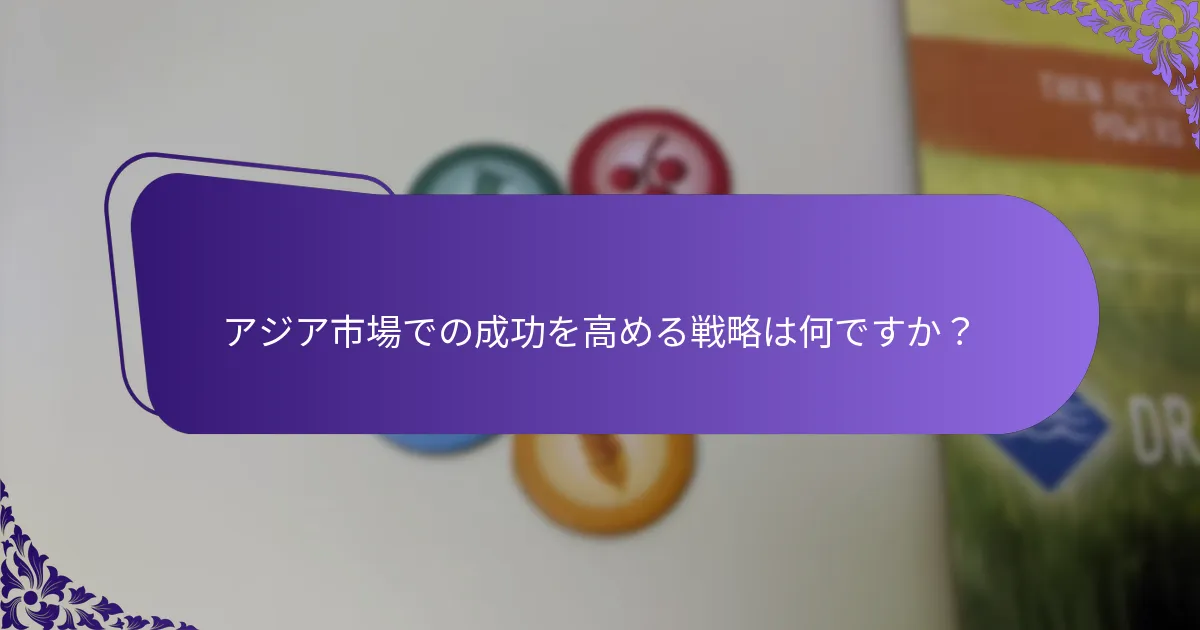 アジア市場での成功を高める戦略は何ですか？