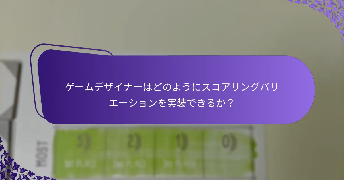 テーマ性のあるゲームにおけるスコアリングバリエーションはどのようにゲームプレイを向上させるか？