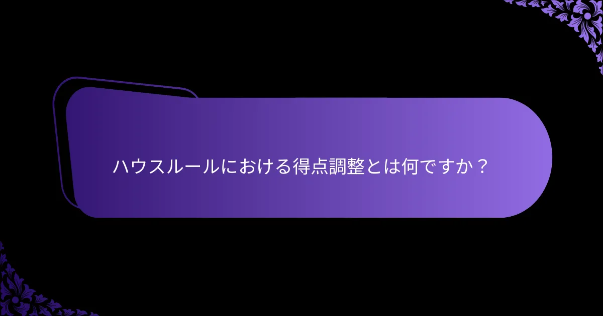ハウスルールに最も効果的な得点システムはどれですか？